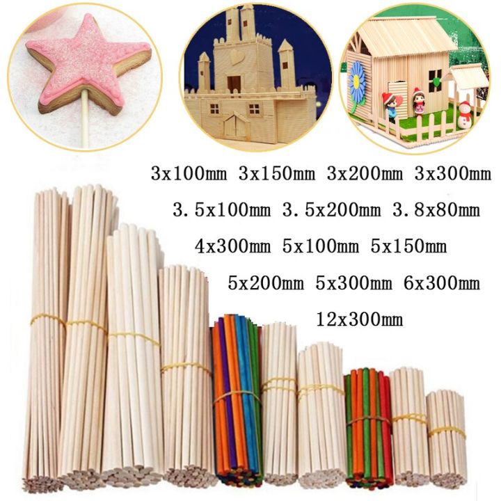 Wooden Building Model Tool, Round Wooden Stick Craft