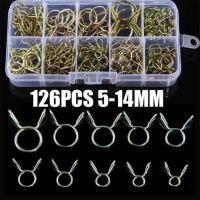 126Pcs 5 มม.-14 มม.สปริงคลิปการใช้น้ำมันท่อสาย Air Tube Clamps Assortment Kit สำหรับเรือ ATVs รถจักรยานยนต์พร้อมกล่องเก็บ-lihaichao