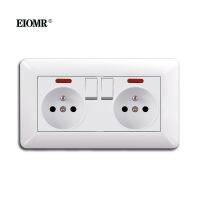 Eiomr Eu 16a สองเต้าเสียบไฟ Led พร้อมซ็อกเก็ตตัวบ่งชี้ฝรั่งเศสคริสตัลกับแผงผนังกระจกสวิตช์146มม. * 86มม.