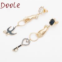 SWA Fashion High Quality Charm Elegant Tarot Lucky Hand Mysterious Key Womens Swallow-shaped Dangle Earrings Jewelry for Women