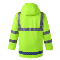 Hi-Viz Safety Jacket Reflective for Men with Removable Liner Waterproof Oxford Zipper Work Jacket Hooded