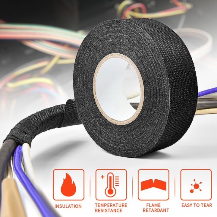 15m-electrical-tape-for-wires-heat-resistant-flame-retardant-adhesive-cloth-tape-for-car-cable-harness-wiring-loom-protection-adhesives-tape