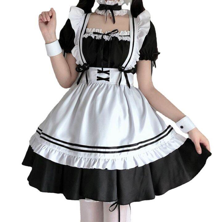 Black And White Apron Dress Japanese Anime Cute Lolita Maid Costumes Girls  Woman Waitress Maid Outfit French Maid Cosplay Dress 