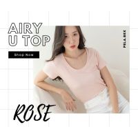 Pela.bkk- Airy U Top เสื้อยืดคอยู สีชมพู (Rose)