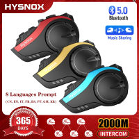 เฮดเซ็ตอินเตอร์คอมหมวกกันน็อค HY-02 Hysnox ยาว2000ม. 6สำหรับผู้ขับขี่ชุดหูฟังบลูทูธ5.0ใช้ได้กับชุดหูฟังหมวกนิรภัย Sena Maxto