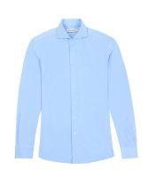 Knit Shirt Co. Cutaway Jersey Knit Shirt Blue เสื้อเชิ้ต ปกป้าน ผ้าฝ้าย Jersey pima cotton 100% สีฟ้า