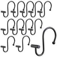 S Shaped Shower Curtain Hooks 12pcs with Cylinder and Bead Metal Iron Hanger Dropship