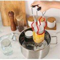 Canning Jar Lifter With Grip Handle Stainless Steel Can Tongs Clip Heat Resistance Anti-Clip Jar Glass Bottle Holder Kitchen