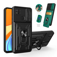 Detachable Card Holder Phone Case For Xiaomi Redmi 9 9A 9T 9AT 9i 9C NFC Antifall Slide Camera Lens cket Shockproof Armor