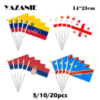 YAZANIE 14x21cm 5/10/20pcs Venezuela Georgia Serbia Democratic Republic of the Congo Small Hand Flag Polyester National Flag