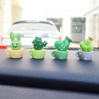 Resin Car Cactus Potted Rabbit Ornaments Auto Center Console Accessories Desktop Dolls Small Gifts Cake Baking Decorations Toys