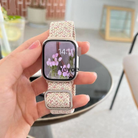 สายไนลอนสีใหม่สำหรับสายคาด Apple Watch 49มม. 45มม. 44มม. 42มม. 41มม. 40มม. 38มม. สร้อยข้อมือเดี่ยวถักแบบยืดหยุ่นสำหรับ IWatch Series Ultra 8 7 SE 6 5 4 3 2 1