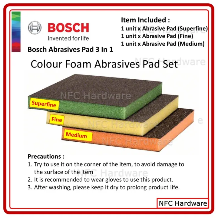 BOSCH Abrasives Pad 3 In 1 Colour Foam Abrasives Pad Set Lazada