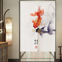 Modern Chinese style flowers and birds kitchen divider 120CM big door curtain with rod 95 80 75 landscape bedroom 180 200CM long partition Living room divider half curtain doorway Japanese style short animal door curtain