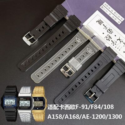 🏆 Suitable for Casio Cube F-84/F-91W/F-94/F-105/A158/A168 Black Resin Rubber Strap Best Selling