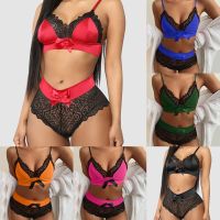 【CW】✉  Push Up Panties Brief Set Patchwork Bow Sleepwear Woman Shorts Outfits