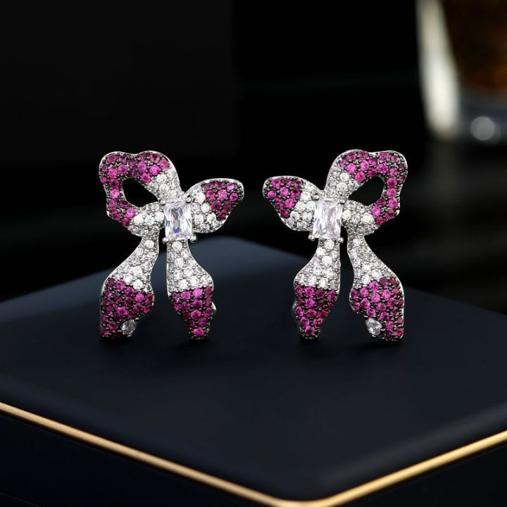 hot-fashion-cute-bow-earrings-sterling-925-silver-fine-cz-geometric-stud-earrings-upscale-wedding-for-women-girls-party-jewelryth