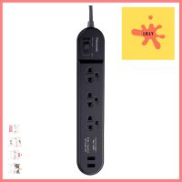 รางปลั๊กไฟ 3ช่อง 1สวิตซ์ 2USB PANASONIC 3 ม. สีดำPOWER STRIP PANASONIC 3-OUTLET 1-SWITCH 2-USB 3M BLACK **สินค้าแนะนำ**