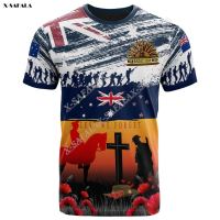 - T SHIRT[KiPgtoshop]    country Australian ANZAC Day custom name 3D print men elastic force t-sharp toe tes short sleeve mill fiber coat