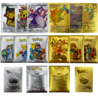 2023 Pokemon Pikachuเด็กวันหยุดของขวัญโลหะสีทองการ์ดเงินPS HPภาษาอังกฤษสเปนอุปกรณ์ต่อพ่วงSeriesของเล่นคลาสสิกการ์ด-fkldqyfiopgjf