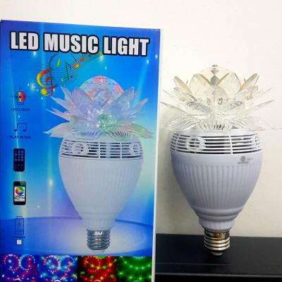 LED Bluetooth Music LIGHT Speakerหลอดไฟ RGB ลำโพงบูลทูธอัจฉริยะ เปลี่ยนสี หรี่ไฟ พร้อมลำโพงในตัว  สั่งงานจากมือถือ พร้อม รีโมทคอนโทรลเปลี่ยนสีได้ ตั้งเป็นโหมดได้3 โหมด เหมาะสำหรับสร้างความบันเทิง งานแสงสีเสียง -ดอกบัว