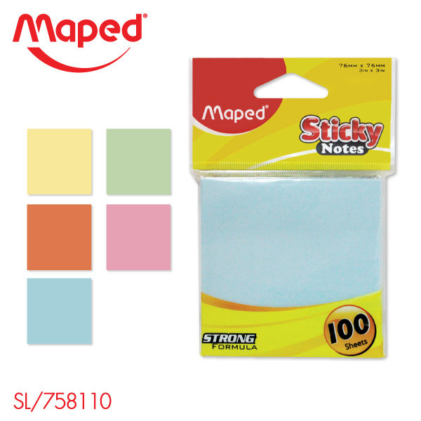 Maped (มาเพ็ด) สติ๊กโน๊ต มีกาวติดคงทน ลอกง่ายไม่ทิ้งคราบ " 3x3 " รหัส SL/758110