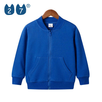 27Kids Store Jacket Coat Baby Boys Girls (1Y-8Y) Solid color basic style zipper comfortable soft without cap fw1