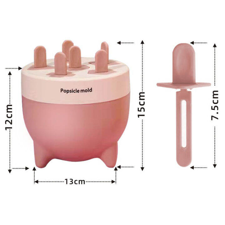 แม่พิมพ์ป็อปซิเคิลแม่พิมพ์ไอศครีมแท่งขนาดเล็กทำจากวัสดุ-pp-มีความทนทานวัสดุปลอดภัยสุขภาพดีดีไซน์แบบถอดได้6ช่อง