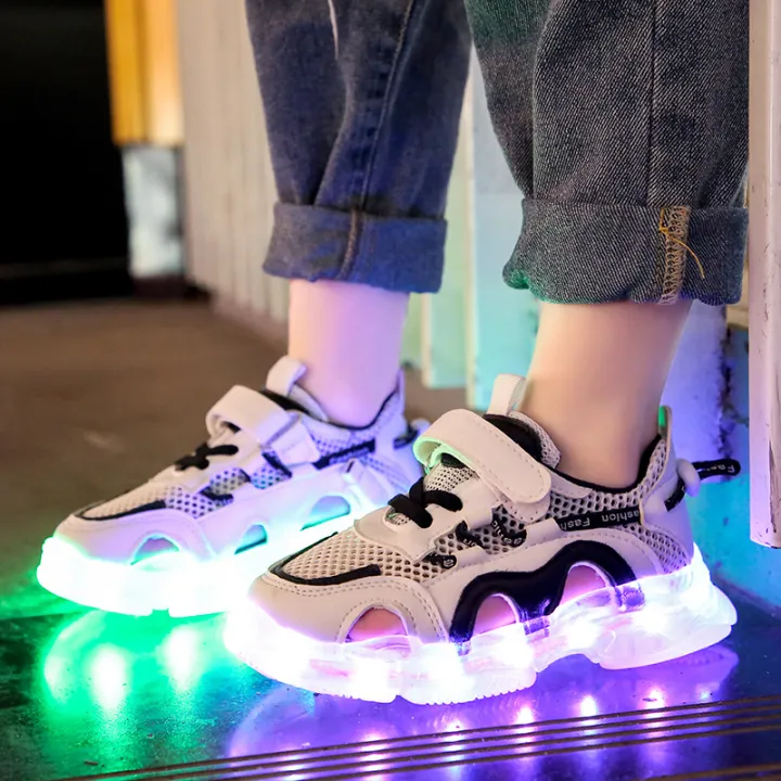 Spring and autumn new mesh children's sneakers charging baby lights shoes  girls with lights shoes Daddy boys shoes | Lazada PH