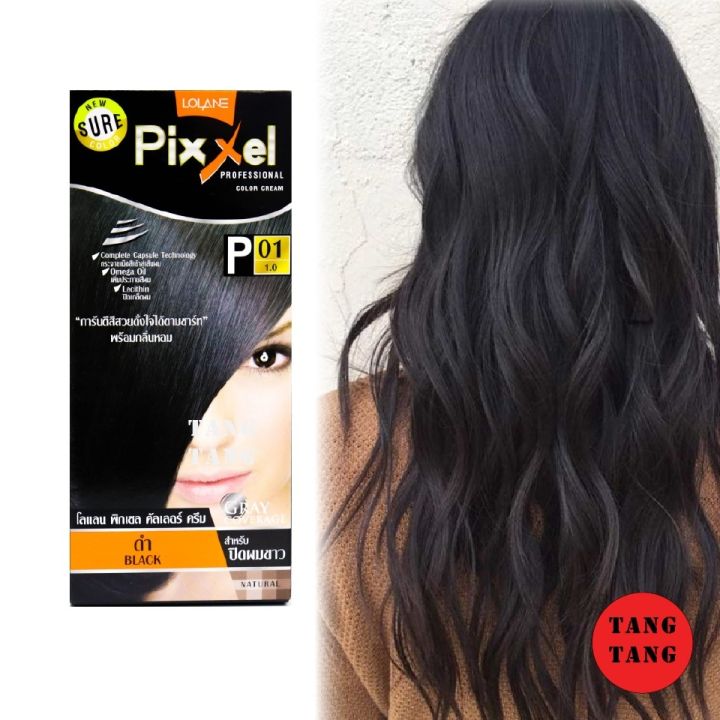 สำหรับปิดผมขาว-lolane-pixxel-color-cream-โลแลน-พิกเซลคัลเลอร์-p01-สีดำ-100-g