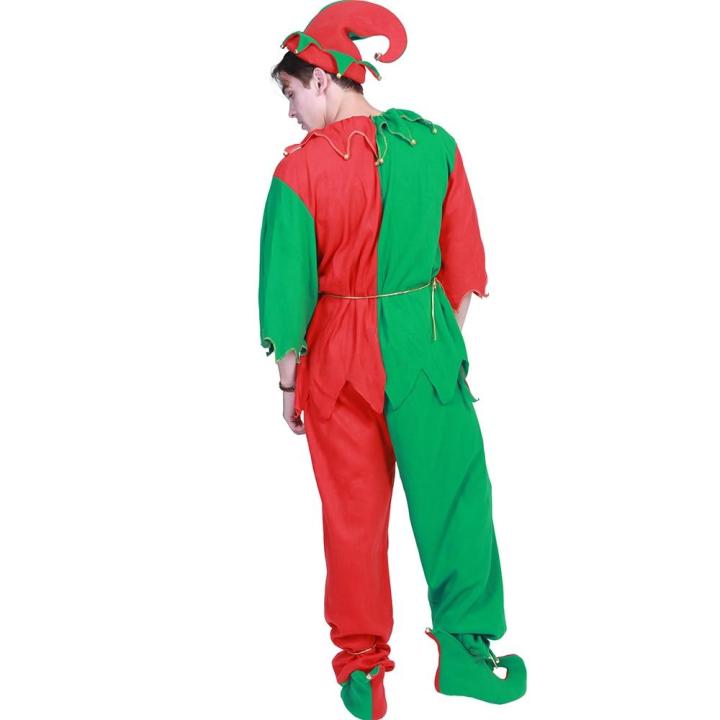 ชุดคริสต์มาสสำหรับผู้ใหญ่-santa-elf-ชุดผู้หญิงแต่งตัวผู้ชาย-ปาร์ตี้คอสเพลย์ตลก