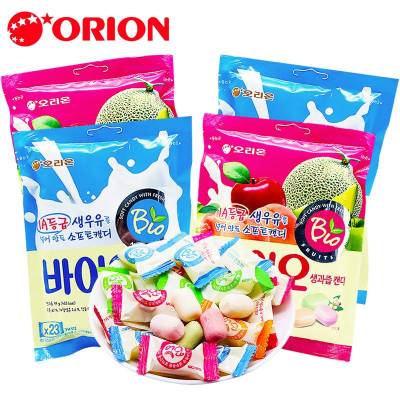 ลูกอมเกาหลี รสนมผลไม้ และรสนม orion bio candy fruit juice flavor and orion soft fresh milk candy 99g 오리온 바이오 생과즙 캔디 오리온 바이오 생우유