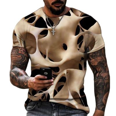 เสื้อโปโลสำหรับผู้ชายชุดทางการสำหรับผู้ชายเสื้อยืดเสื้อแขนสั้นคอกลมพิมพ์ลาย3d สามมิติฤดูร้อนแขนสั้นทันสมัย