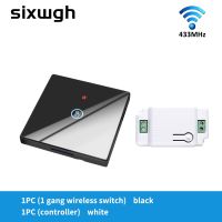 Sixwgh 433Mhz wireless Wall Switch 1gang 1way Crystal glass Touch Switch panel 10A relay interruptor remote control Light Switch