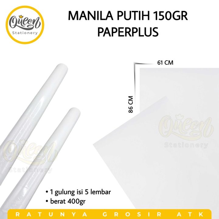 1 Gulung 5 Lembar Manila Putih 150gr Paperplus Kertas Bc Brief Card