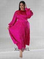 【HOT】❡ Size Dresses for New o Neck Pleated Whole 3xl 4xl 5xl 6xl