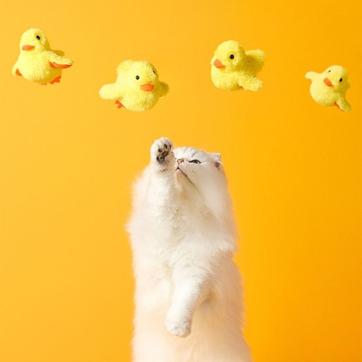 เป็ดไฟฟ้าสำหรับสุนัขแมวสำหรับเล่น-chirping-duck-soft-plush-duck-kitten-toys-น้ำหนักเบา-interactive-flapping-duck