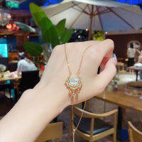 Ruyi Xiangyun Ping An ล็อคสร้อยคอไทเทเนียมเหล็กสุภาพสตรียืนยาวล็อคจี้ของขวัญสำหรับแฟนแม่โดยไม่ต้องซีดจางไม่หมองคล้ำปลอดภัยและมีสุขภาพดี