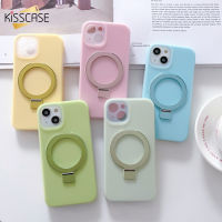 KISSCASE เคสโทรศัพท์ซิลิโคนเหลวสีฝ้าลูกอมสำหรับ Iphone 15 14 13 12 Pro Max 15 14 Plus Magsafe ขาตั้งผิวเคลือบความรู้สึกรวมทุกอย่างฝาครอบด้านหลังกันกระแทกสำหรับ Iphone 15 14 13 12