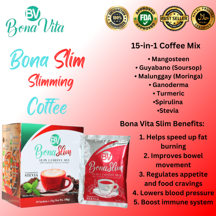 Original BonaSlim Bonavita BonaSlim 15 in 1 Coffee Drink Mix with L