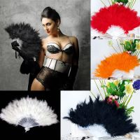 Folding Soft Fluffy Hand Held Fan Chinese Style Dance Soft Colorful Feather Fan Flapper Burlesque Wedding Fancy Dress Halloween