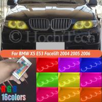 ไฟวงแหวน Rgb Led หลากสีระยะไกลระยะไกลระบบ Rf หลายสีสว่างเป็นพิเศษสำหรับปรับโฉม X5 Bmw E53 2004 2005 2006