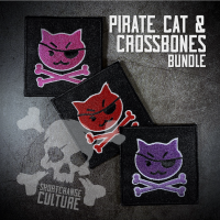 ตัวรีดติดเสื้อ ตัวรีดลายปัก Pirate Cat &amp; Crossbones Patch Bundle