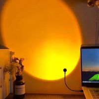 Sunset Light Projector Night Light 7 Colors 360 Degree Rotation USB Selfie Ring Light for Home Bedroom Car Party Decoration Lamp Night Lights