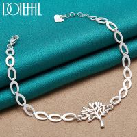 DOTEFFIL 925 Sterling Silver Tree Heart Chain Bracelet For Women Fashion Charm Wedding Engagement Party Jewelry