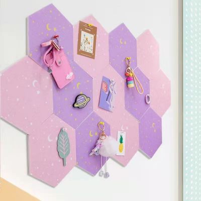 1PC Felt Board Tile Hexagonal Notice Cork Self Adhesive Pin Board Notice Message Room Wall Decor Sticky Notes Photo Display