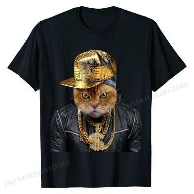 Orange Tabby Cat Rapper as Hip Hop Artist T-Shirt Normal Young Top T-shirts Coupons Cotton Tops T Shirt Print