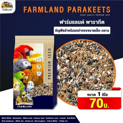 ( PRO+++ ) โปรแน่น.. FarmLand Parakeet อาหารธัญพืชสำหรับนกปากขอขนาดเล็ก-กลาง (ถุง 1kg.) ราคาสุดคุ้ม อาหาร นก อาหารนกหัวจุก อาหารนกแก้ว อาหารหงส์หยก