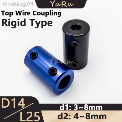 1PCS D14L25 Rigid Top Wire Coupling Aluminum Alloy Bore 3/4/5/6/6.36/7/8mm D14 L25 Shaft CNC Jaw Shaft Motor Coupling Black/Blue