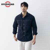 KYUSHUAD เสื้อแขนยาวดีไซน์ใหม่เชิ้ตชุดลำลองย้อนยุคของผู้ชายเสื้อโค้ทสัมผัสระดับพรีเมียม